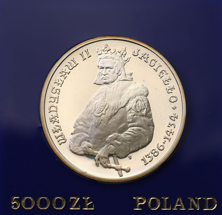 PRL. 5.000 złotych 1989 Władysław Jagiełło, półpostać
